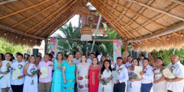 Celebra Isla Mujeres el 14 de febrero con la unión de 49 parejas formalizadas en las Bodas Colectivas 2025