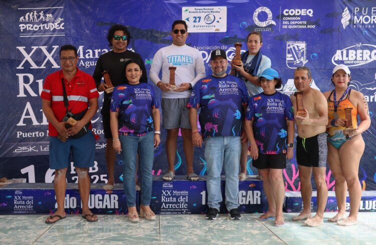 Exitoso XX Maratón de Aguas Abiertas la Ruta del Arrecife 2025, señala Blanca Merari