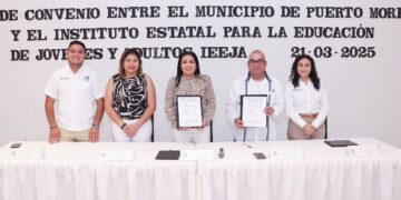 Formalizan Blanca Merari y el IEEJA Alianza contra el analfabetismo en Puerto Morelos