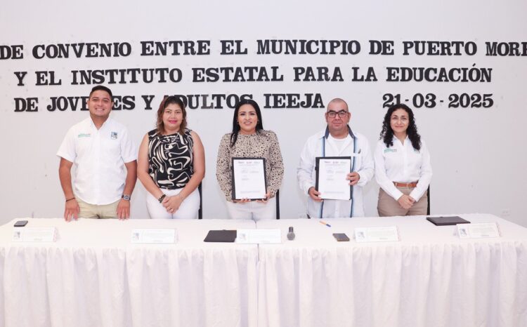 Formalizan Blanca Merari y el IEEJA Alianza contra el analfabetismo en Puerto Morelos