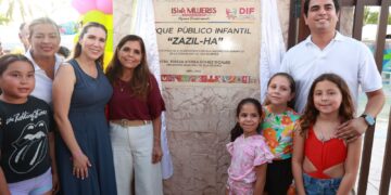Inaugura Atenea Gómez el Parque Zazil-Há, el primero con juegos de agua en Playa Norte
