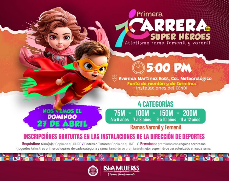 Invita Atenea Gómez a la niñez isleña a la Primera Carrera de Superhéroes