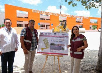 Mara Lezama inicia rucción de amplio estacionamiento en la Universidad Politécnica de Quintana Roo