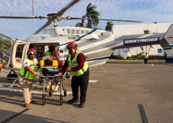 Realiza gobierno de Estefania Mercado rescate con helicóptero de la SSC Playa del Carmen