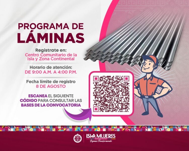 Lanza Gobierno de Isla Mujeres convocatoria del nuevo Programa de Láminas para apoyar a familias