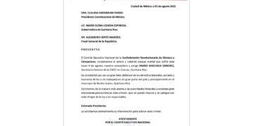 Demanda líder nacional de la CROC esclarecer y castigar a responsables del asesinato de Mario Machuca