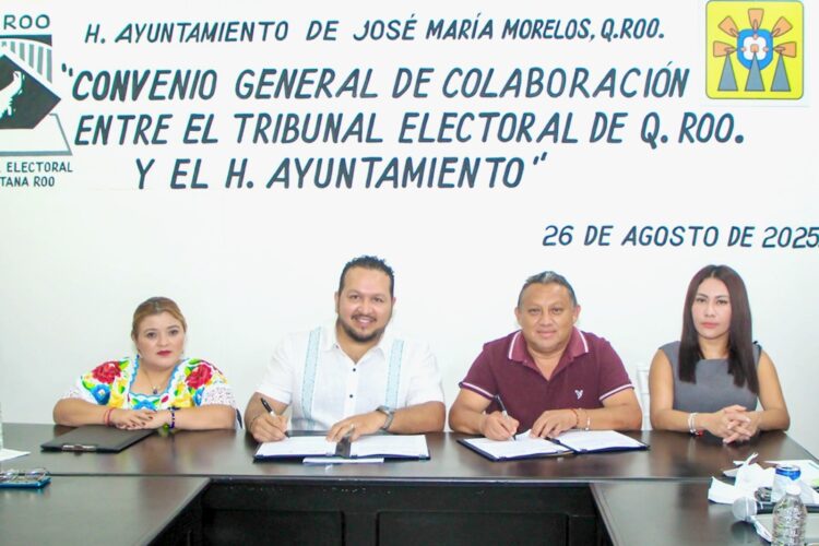 TEQROO y Municipio de José María Morelos firman convenio a favor de la democracia