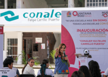 Entrega Mara Lezama un nuevo domo en el Conalep 102 en Felipe Carrillo Puerto