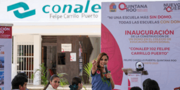 Entrega Mara Lezama un nuevo domo en el Conalep 102 en Felipe Carrillo Puerto