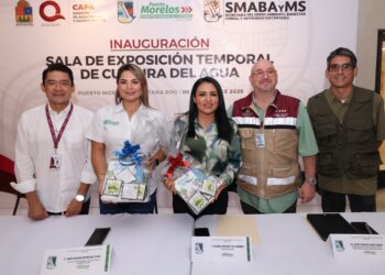 Inauguran Blanca Merari y el titular de CAPA, Hugo Garza, la “Exposición Temporal de Cultura del Agua”
