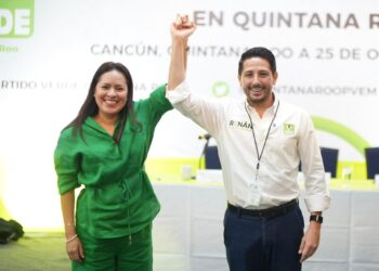 Karen Castrejón tomó protesta a Renán Sánchez como presidente del PVEM en Quintana Roo 2025-2028