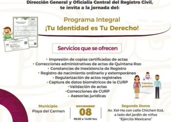 Gobierno de Playa del Carmen invita a la jornada gratuita "¡Tu Identidad es Tu Derecho!"
