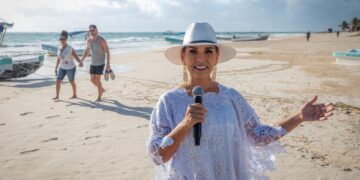 Reafirma Mara Lezama acceso gratuito a playas del Parque El Jaguar en la Mañanera del Pueblo con la Presidenta Claudia Sheinbaum