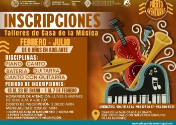 Gobierno de Estefanía Mercado anuncia inscripciones a cursos de expresiones artísticas en Playa del Carmen