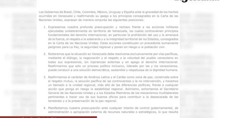 México y otros cinco gobiernos de izquierda rechazan conjuntamente cualquier intento de "control sobre Venezuela"