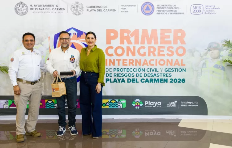 Estefanía Mercado destaca cooperación global en Congreso Internacional de Protección Civil 