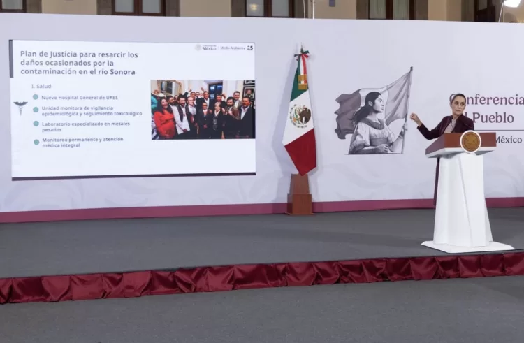 Sheinbaum urge a Grupo México a liquidar adeudo por derrame en el río Sonora