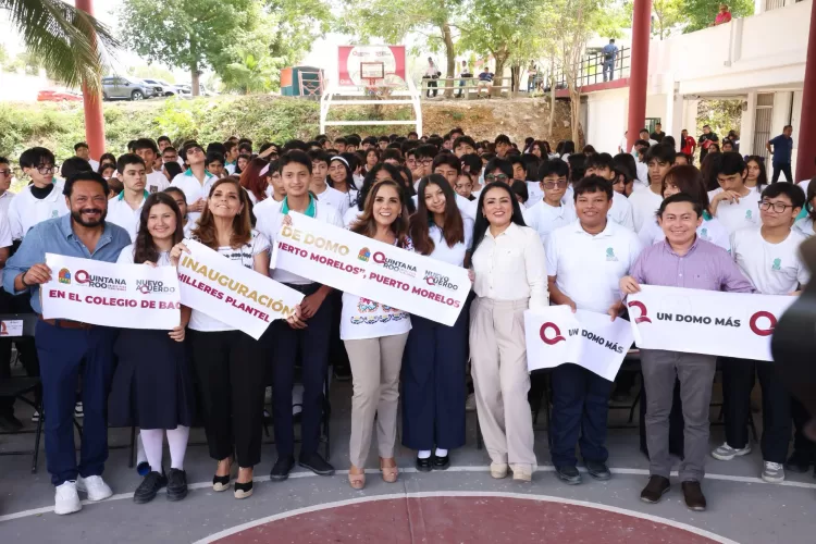 Entregan Mara Lezama y Blanca Merari domo deportivo en Colegio de Bachilleres de Puerto Morelos