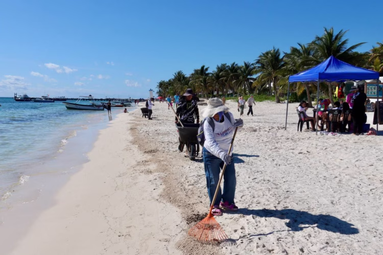 Refuerza Blanca Merari limpieza de playas de Puerto Morelos ante alta ocupación turística en Semana Santa