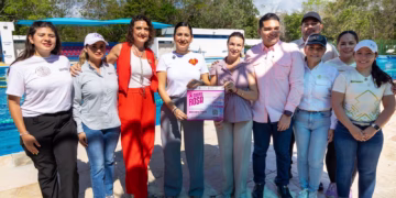 Anuncia Estefanía Mercado “Carril Rosa” en alberca olímpica, para atención especializada a mujeres con linfedema