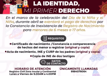 Gobierno de Isla Mujeres impulsa el derecho a la identidad de niñas y niños