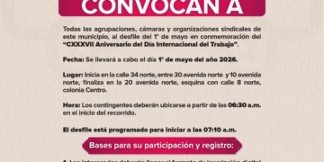 Gobierno de Playa del Carmen convoca a participar en el desfile del Día del Trabajo 