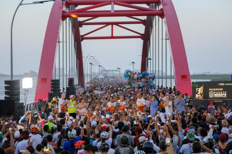 Inauguran Claudia Sheinbaum y Mara Lezama el Puente Nichupté en Cancún