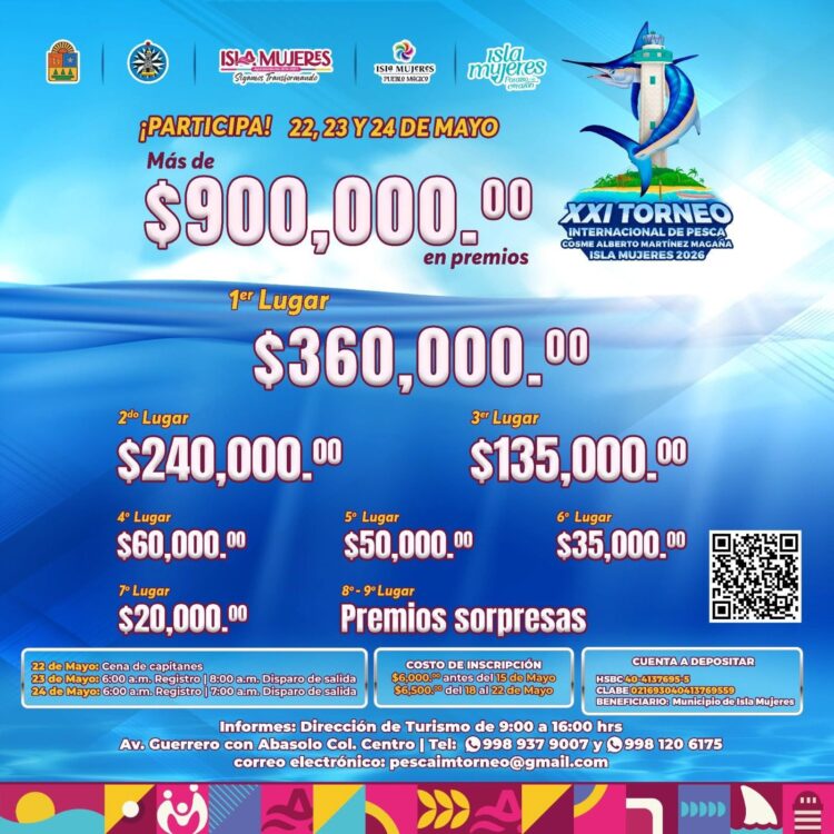 Siguen abiertas las inscripciones para el XXI Torneo Internacional de Pesca “Cosme Alberto Martínez Magaña”