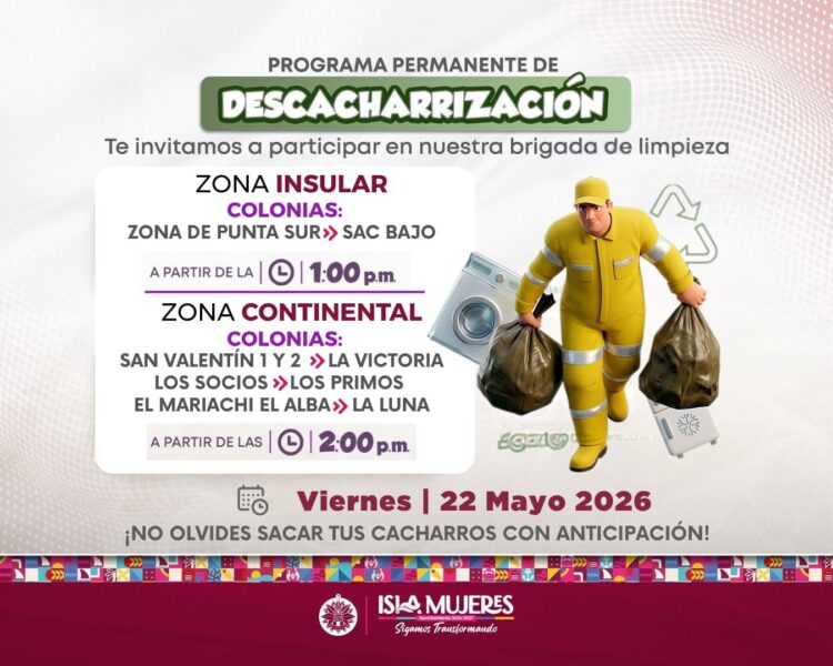 Gobierno de Isla Mujeres refuerza jornadas de descacharrización en colonias de la Isla y Zona Continental