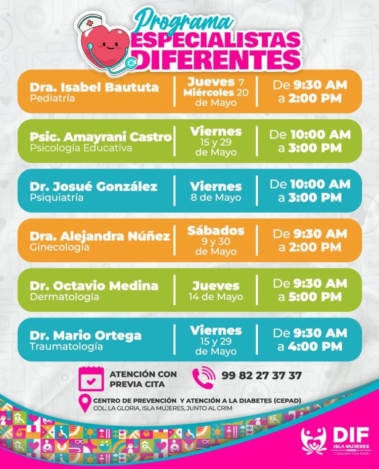 DIF Isla Mujeres fortalece la salud de las familias con el programa “Especialistas DIFerentes”