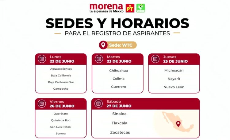 Inscripciones de aspirantes morenistas de Quintana Roo, el 26 de junio