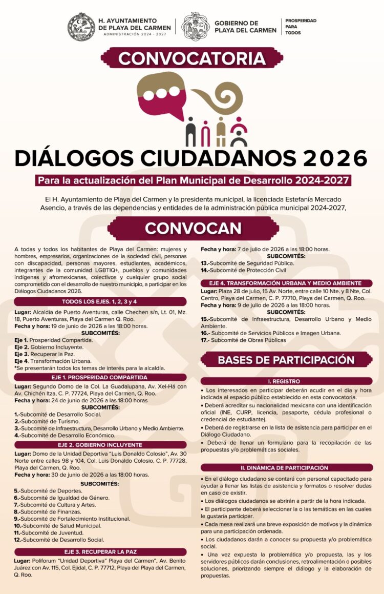 Gobierno de Playa del Carmen fortalece la participación social con los Diálogos Ciudadanos 2026