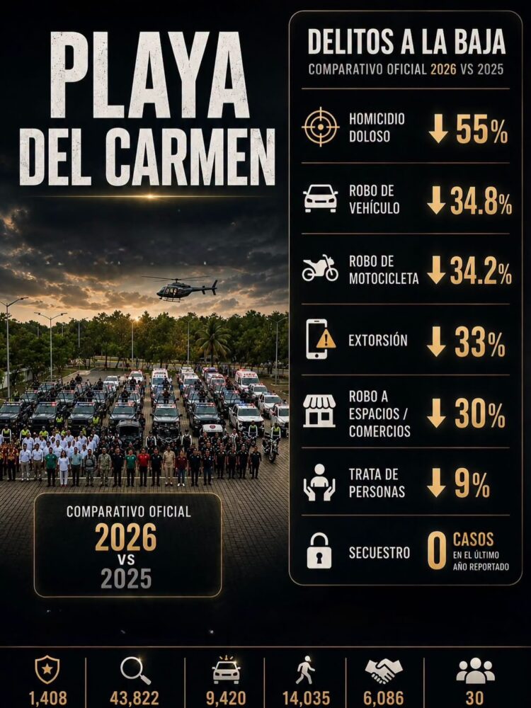 Estefanía Mercado destaca reducción de delitos de alto impacto en Playa del Carmen