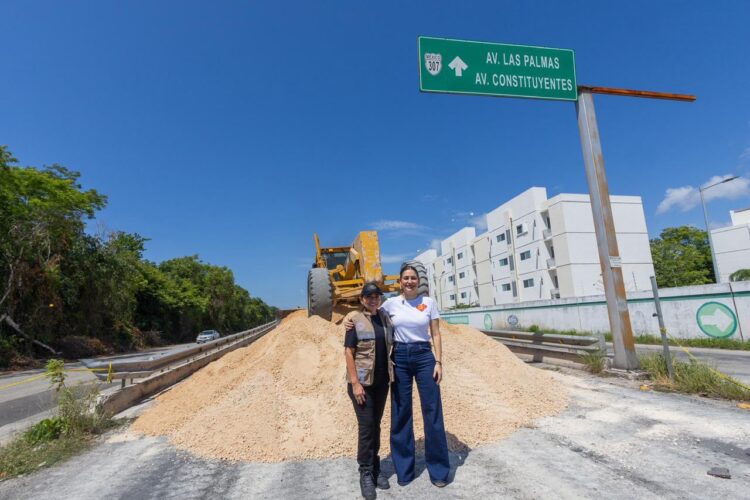 Estefanía Mercado inicia obra de repavimentación del puente de Flor de Ciruelo con inversión de 6 mdp