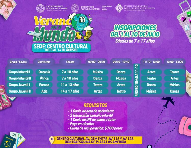 Gobierno de Estefanía Mercado invita al curso “Verano por el Mundo” en Playa del Carmen