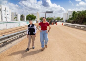 Supervisa Estefanía Mercado obras de repavimentación en puente vehicular y la avenida Flor de Ciruelo