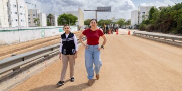 Supervisa Estefanía Mercado obras de repavimentación en puente vehicular y la avenida Flor de Ciruelo