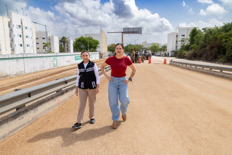 Supervisa Estefanía Mercado obras de repavimentación en puente vehicular y la avenida Flor de Ciruelo