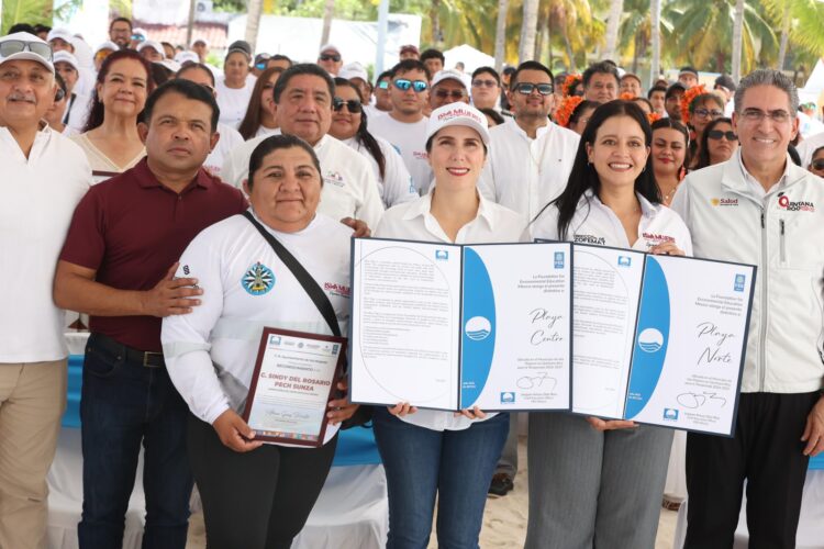 Playa Norte y Playa Centro de Isla Mujeres refrendan el distintivo Blue Flag por quinto año consecutivo
