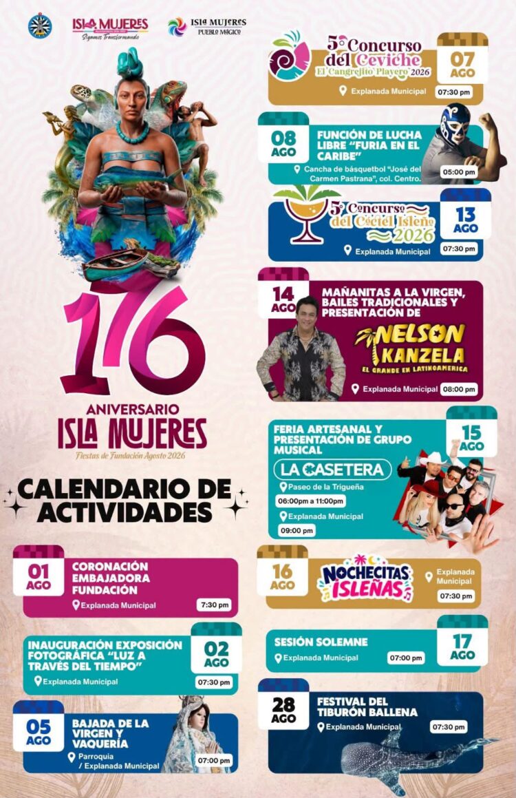 Gobierno de Isla Mujeres invita a celebrar el 176 Aniversario de Fundación con un amplio programa de actividades