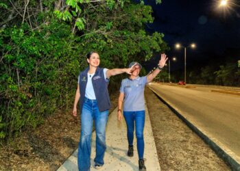 Estefanía Mercado rehabilita el alumbrado público camino a Cristo Rey