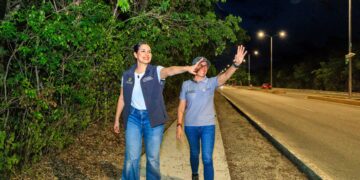 Estefanía Mercado rehabilita el alumbrado público camino a Cristo Rey