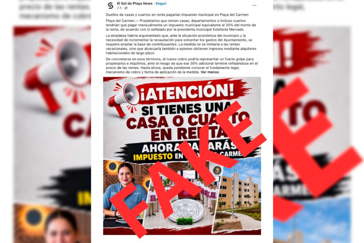 Falso rumor desmentido; no aplicarán ningún impuesto del 35% a las rentas en Playa del Carmen