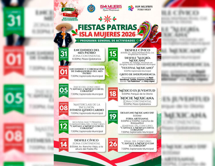 Gobierno de Isla Mujeres presenta programa de Fiestas Patrias 2026