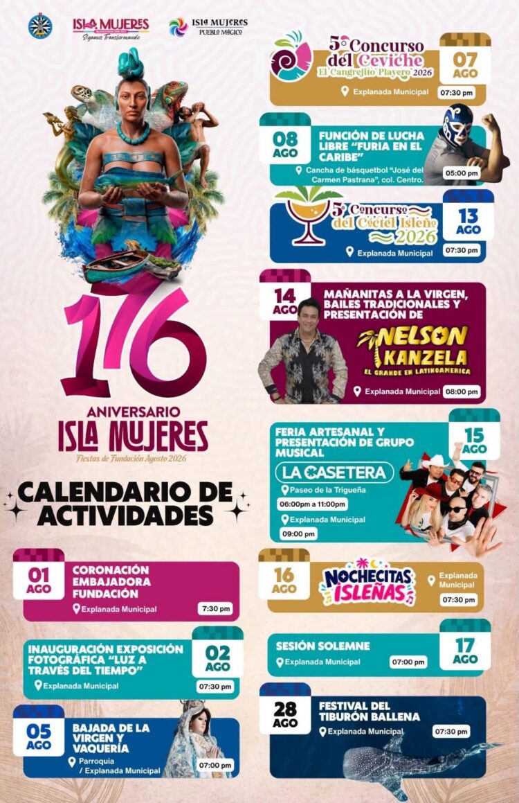 Gobierno de Isla Mujeres invita a vivir las celebraciones por el 176 Aniversario de su Fundación