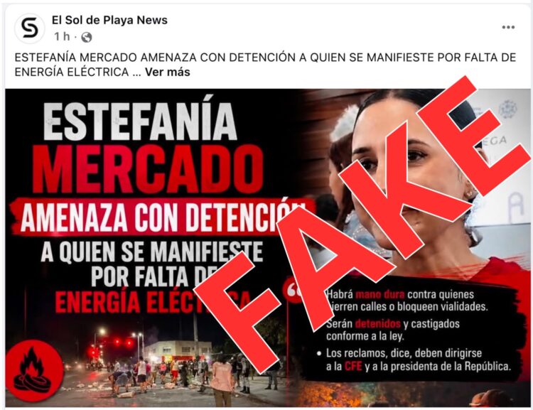 Falso que Estefanía Mercado amenace con detener a ciudadanos por manifestarse ante fallas de energía eléctrica