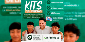 Renán Sánchez brinda apoyo educativo con entrega kits en Cozumel