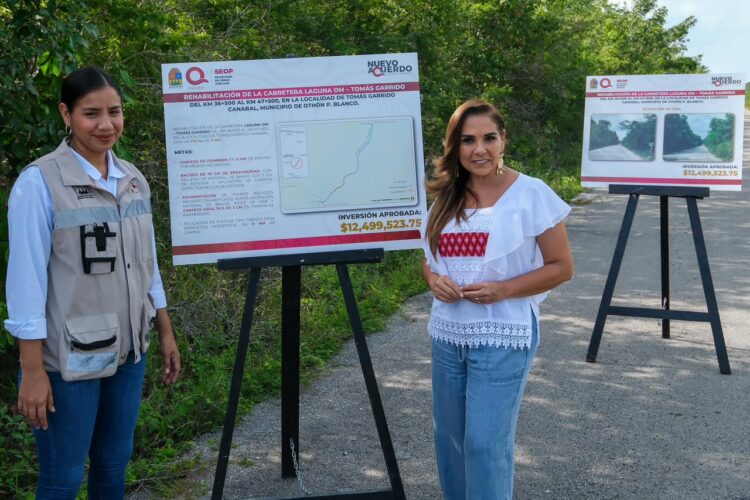 Anuncia Mara Lezama rehabilitación de carretera Laguna Om a Tomás Garrido