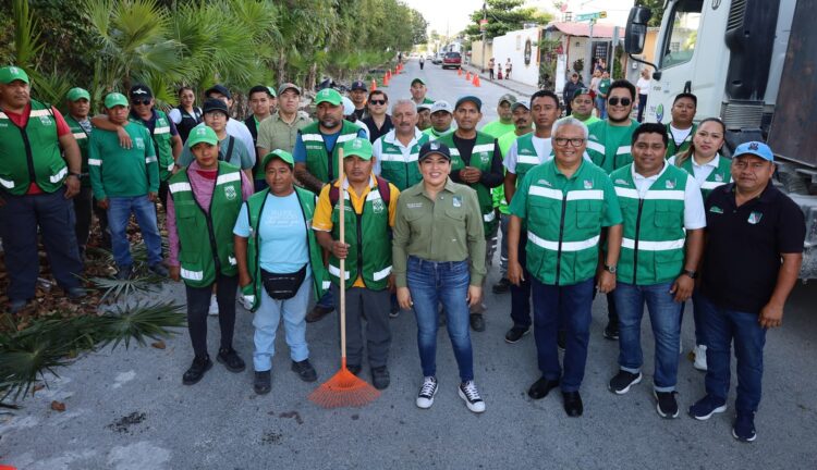Calles y espacios al 100; Puerto Morelos refuerza la atención en servicios públicos