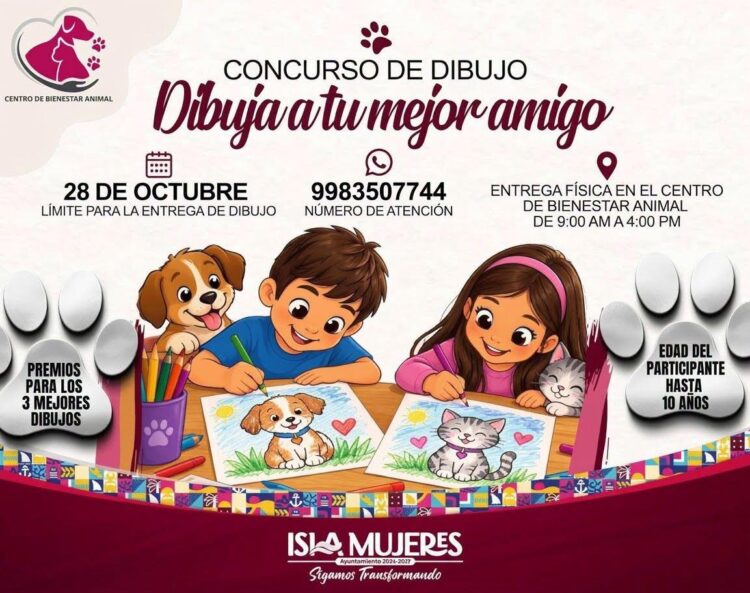 Invita Gobierno de Isla Mujeres a concurso infantil “Dibuja a tu mejor amigo”